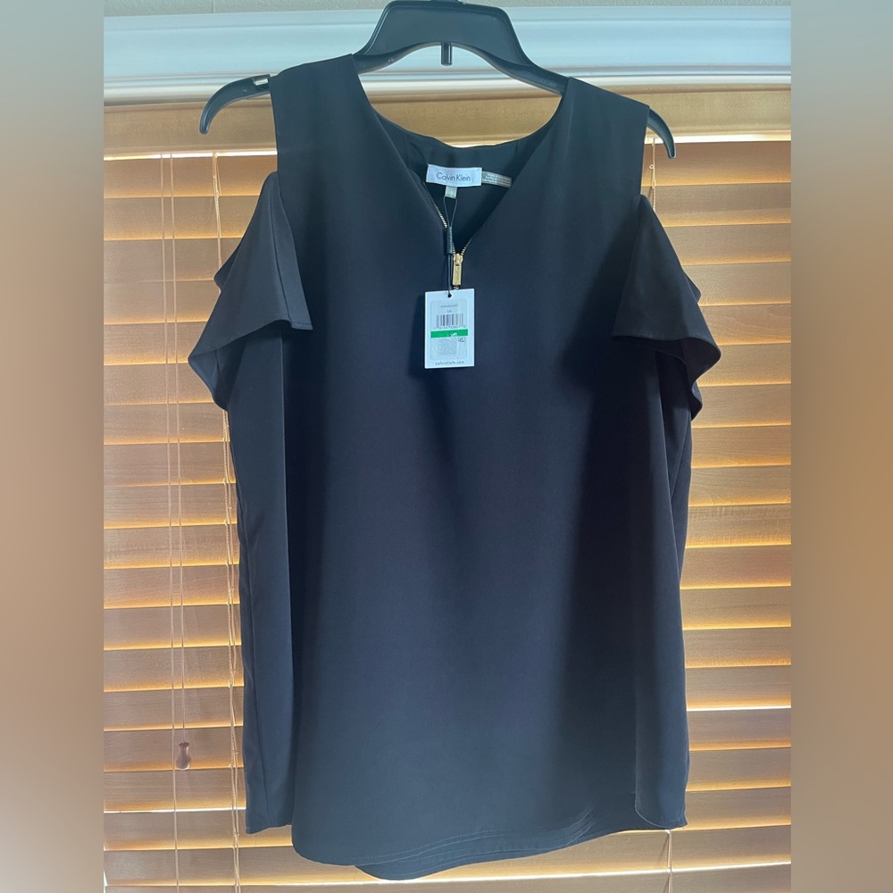 Calvin Klein Blouse Black Size Large NWT